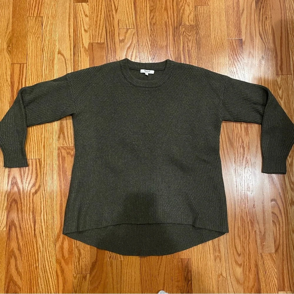Madewell olive green crewneck textured sweater - Picture 1 of 4